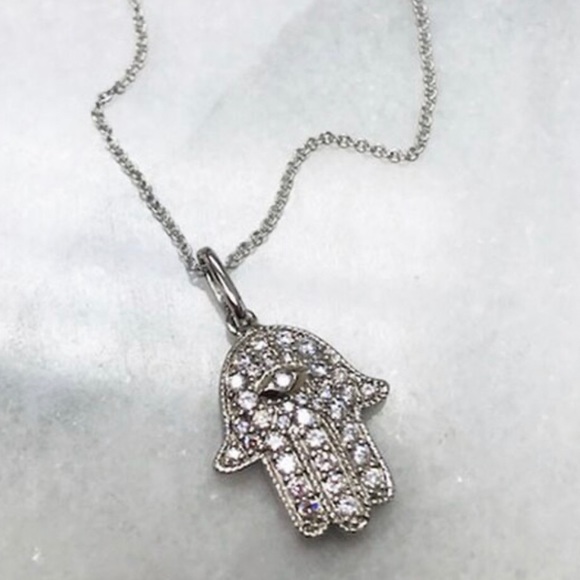Sterling/CZ Hamsa Necklace,NWT - Picture 1 of 5